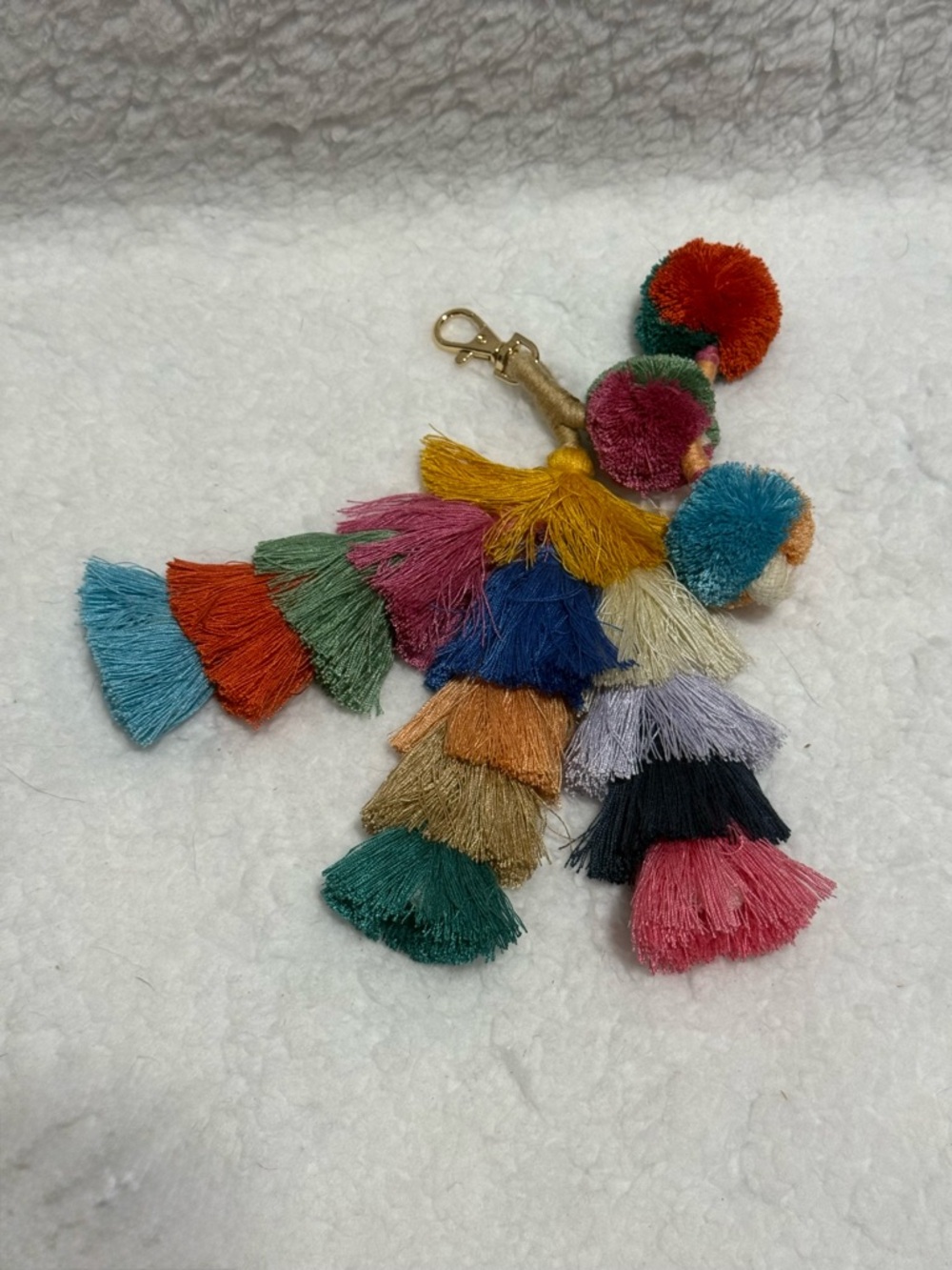 Multicolor Tassel Pom Keychain Charm - Women Accessories